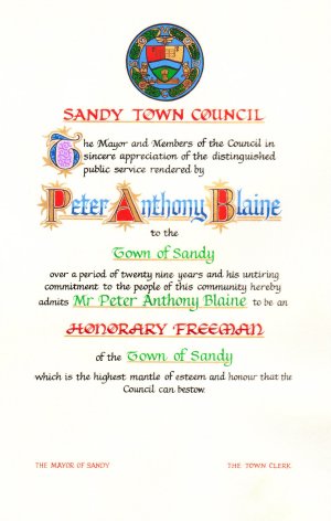 Sandy Town Council Scroll