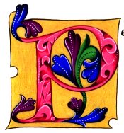 Illuminated letter 'P'